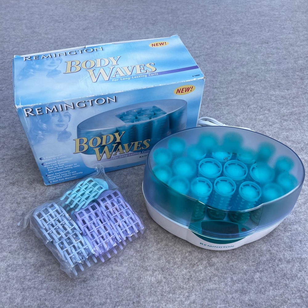 Remington Body Waves Heated Rollers H-1080N Teal Excellent Wax-Core 20pc Set